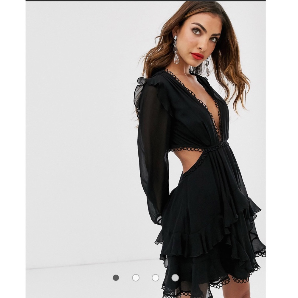 ASOS DESIGN mini dress with long sleeve and circle trim